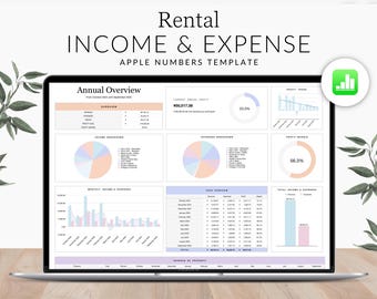 Rental Property Template Landlord Spreadsheet Income and Expense Tracker Rental Bookkeeping Apple Numbers Real Estate Management iPad & Mac