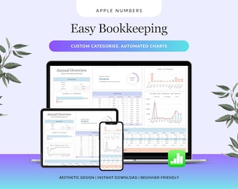 Easy Bookkeeping Template Small Business ENGLISH for Apple Numbers, Income and Expense Tracker, Simple Business Accounting Sheet for Mac