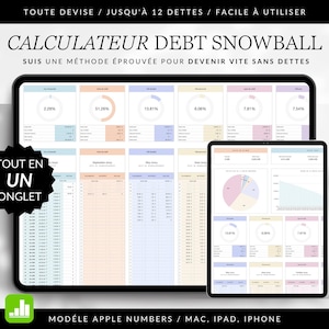 Plantilla FRANCESA de seguimiento de deudas para números de Apple, planificador de pagos, reducción de deudas, calculadora de préstamos, obtención de deudas gratis