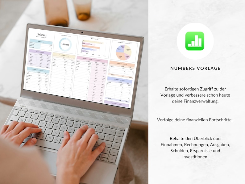 Simple household budget book for Numbers (German version), wealth planner, income tracker, expense tracker, Apple Numbers budget template, monthly planner image 2