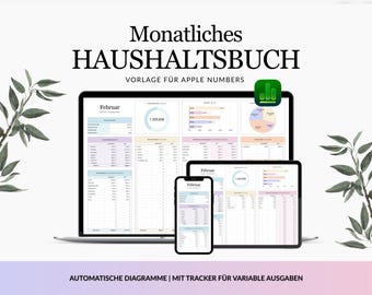 Haushaltsbuch Numbers Deutsch – Finanzplaner und Budgetplaner für Apple Numbers mit automatischen Berechnungen, Einnahmen & Ausgaben