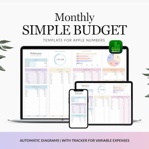 Apple Numbers Budget Template for Mac, iPad and iPhone, Income and Expense Spreadsheet, Simple Budgeting for Beginners