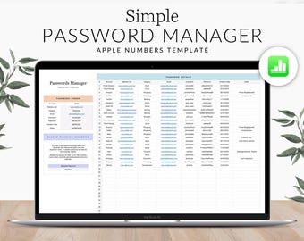 Password Manager Template, Apple Numbers Spreadsheet, Personal Life and Business Organization, Password Organizer Spreadsheet with Log