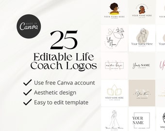 25 Editable Life Coach Logo Canva Template | Life Coaching Logo | Coaching Logo | Professional Done for You Logo Design | Instant Download