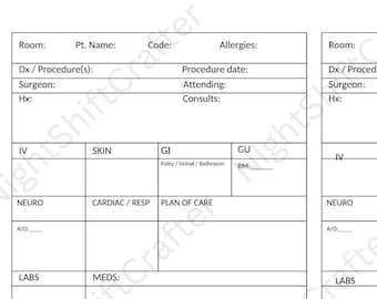 Med-surg Nursing Report Sheet - Digital Download - Etsy