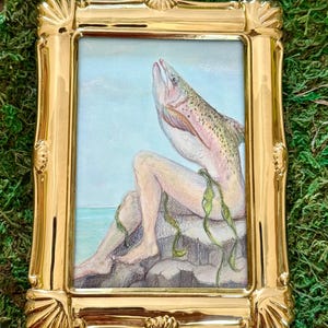Reverse Mermaid Framed Original