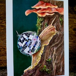 Carte de voeux vierge escargot disco