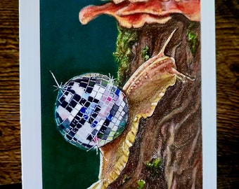 Disco Snail Blank Greeting Card