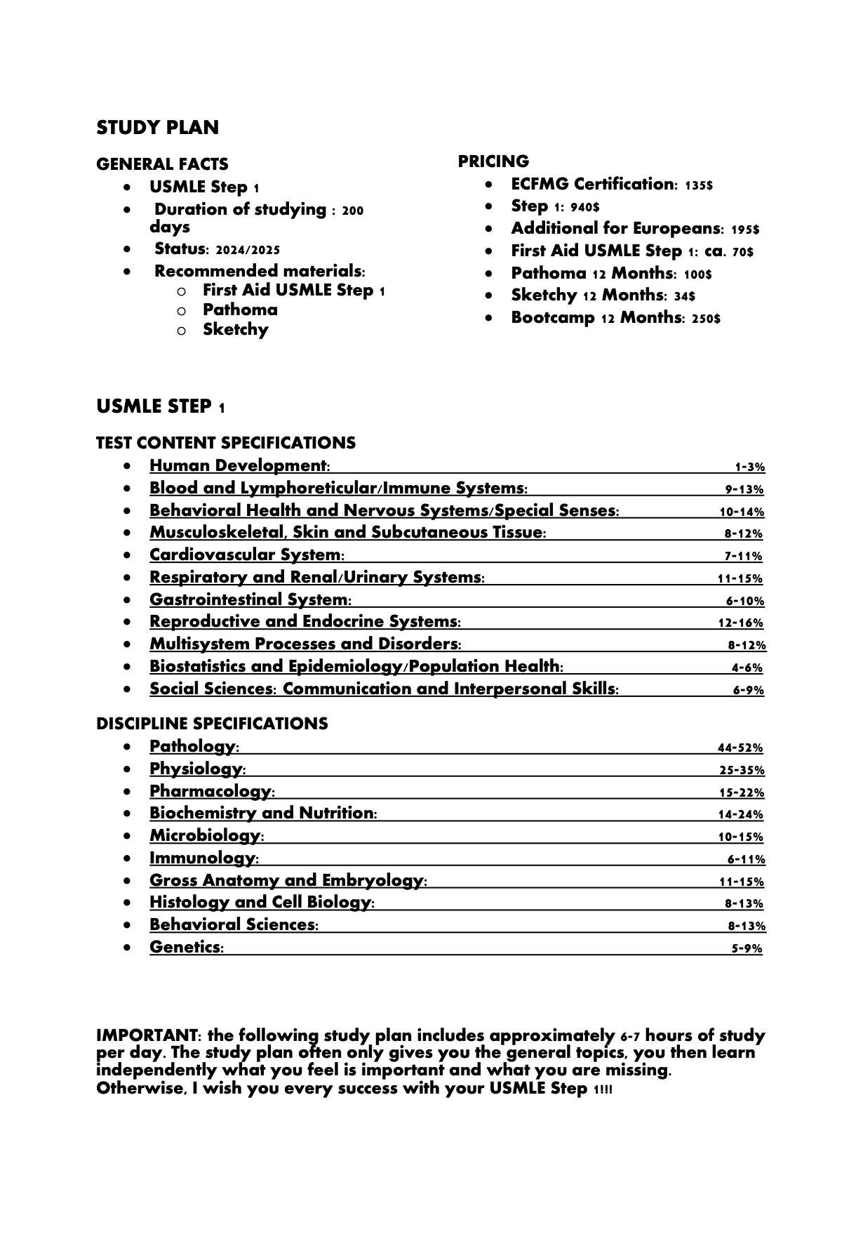 USMLE Step 1 - Study Plan in 200 Days or Less - Etsy