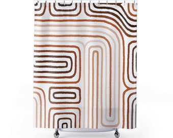 Ithaka Shower Curtains, Geometric Design Curtains, Colorful Shower Curtains, Bathroom Decor, Abstract Shower Curtains, Mid Century