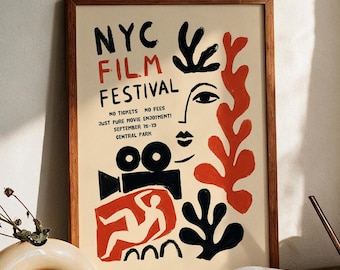 NYC Film Festival Poster - Abstract Cinema Wall Art Print, Indie Movie Lover Home Decor