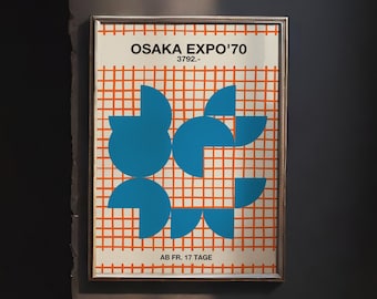 Osaka Expo 1970 Exhibition Poster, Abstract Shapes, Japanese Modern Wall Art, High Quality Print