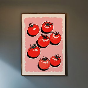 Retro Tomato Poster - Bright Red Tomato Art Print, Kitchen Wall Art, Vintage Vegetable Illustration, Food Lover Gift, Cooking Theme Decor