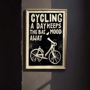 Motivational Cycling Art Print: Retro Bicycle Poster