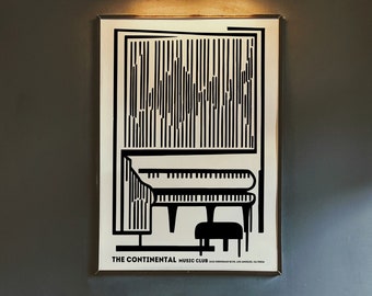Music Club Advertising Poster - giclee reproduction - piano wall art print - 1960s graphic poster musician gift large wall art