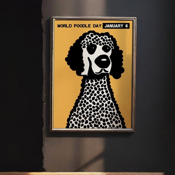 Affiche de la JOURNÉE MONDIALE DU CANiche - affiche originale, impression, illustration - 24 x 36 B2 18 x 24 16 x 20 50 x 70 - décoration murale pour entrée - portrait de chien