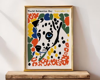 WORLD DALMATIAN DAY Poster - Unique Pet Portrait: Original Illustration Print for Entryway Wall Decor - Thoughtful Gift for Dog Lovers