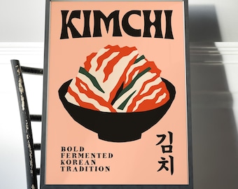 Kimchi Poster | Funny Korean Food Decor | Spicy Cabbage Kitchen Wall Print Gift