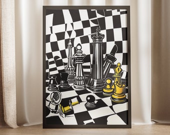 Classy Chess Poster - Bar Room Decor, Mancave Graphic Posters Vintage Chess Art Prints | Chess Wall Art | Chess Player Gift Game Room Decor