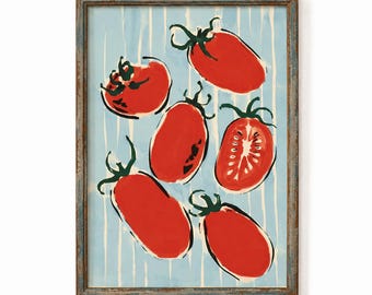 Tomato Kitchen Poster - Italian Food Wall Decor, Mediterranean Print, Eclectic Dining Room Home Accent