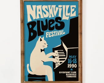 Nashville Festival Poster - Music Wall Art Retro Decor - Unframed Mailed Print Gift