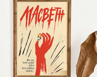 Macbeth Poster, Retro Dark Academia Print, Shakespeare Wall Decor