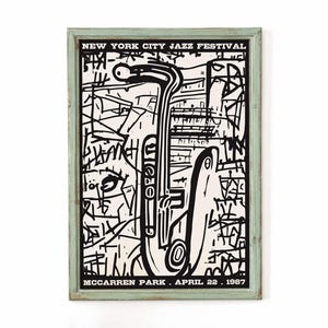 New York Jazz Poster (Giclée Fine Art Print) 1987 Saxophone Lounge Decor Retro Wall