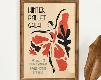 Ballet Gala Poster - Dancer Wall Decor - Retro NYC Museum Dance Print