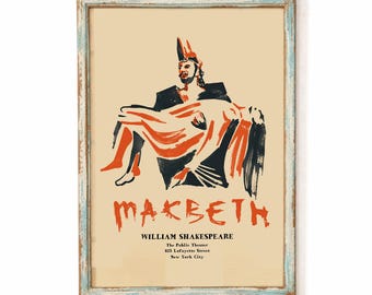 Macbeth Poster, Retro Shakespeare Print, Literary Wall Decor