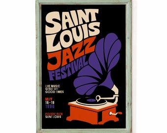 Saint Louis Jazz (Giclée Fine Art Print) 1996 Vintage Wall Decor For Music Lovers