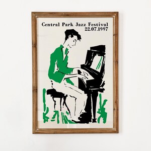 Central Park Jazz Festival Poster - Music Piano Outdoor Festival Urban Culture Instrument Melody Print