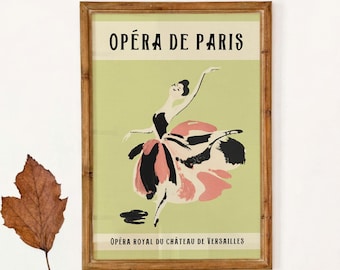 Paris Opera Ballet Poster | French Theatre Wall Decor | Dance Print Balletcore