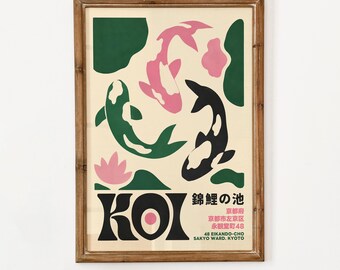 Koi Pond Poster Print (Giclée Fine Art Print) Japanese Wall Art For Serene Home Decor