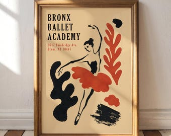 Bronx Ballet Academy Poster | New York Dance  Decor | Ballerina Wall Art Print