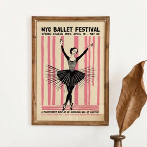 Pink Ballet Poster - NYC Dance Print - Vintage Style Wall Decor