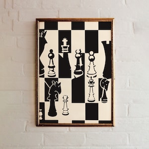 Vintage Chess Art Print: Classy Game Room Decor