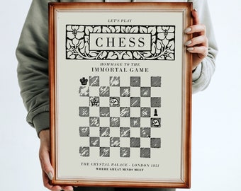 Classy Chess Poster, Vintage Chess Art Prints | Chess Wall Art | Chess Player Gift Game Room Decor, Bar Room Decor - Mancave Graphic Posters