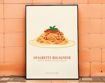 Spaghetti Bolognese Poster - Italian Cuisine Wall Art Prints - Kitchen flair, Dining room vibes, Tasty treats decor, Foodie gift Ideas