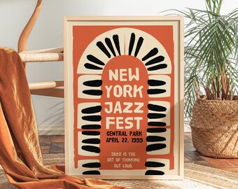 New York Jazz Fest 1999 Poster: Retro Music Print