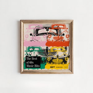 60s Album Cover Poster | Pop Art Print | Colorful Mid-Century Wall Decor | Nostalgic 1960s Album Cover Style Artwork | Music Room Decor