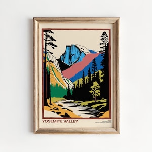 Yosemite Valley National Park Poster: Retro Landscape Art Print