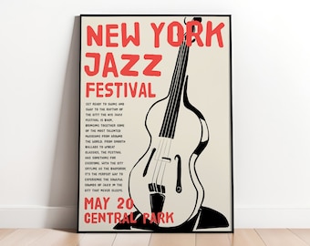 Central Park NYC Jazz Festival Poster - 24x36 / 20x30 / 18x24 / 16x20 / 12x18 / 8x10 / 50x70