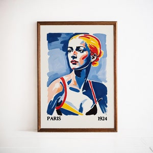 Paris 1924 Swimmer Art Print: Retro Art Deco Poster