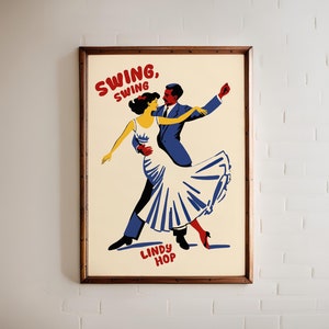 Retro Lindy Hop Swing Dance Art Print: 1940s Style Poster