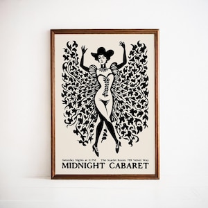 Midnight Cabaret Poster: Elegant Burlesque Art Print