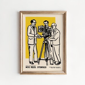 NYC Film Festival Poster: Retro Movie Camera Art Print