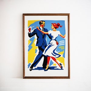 Lindy Hop Dance Poster: Retro Swing Era Art Print