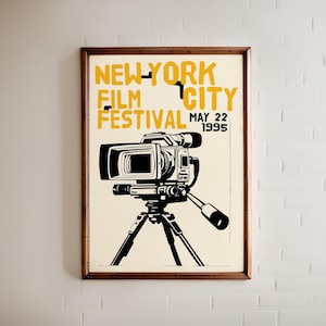 1995 New York Film Festival Poster: Retro Cinema Camera Art