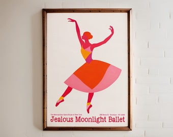 Jealous Moonlight Ballet Poster - Colorful Illustration of a Dancer at The Metropolitan Opera House of New York