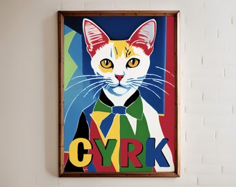 CYRK Polish Circus Poster - giclee reproduction - Retro Advertising Poster - Polish School of Posters - Reproduction - Retro Cat Print